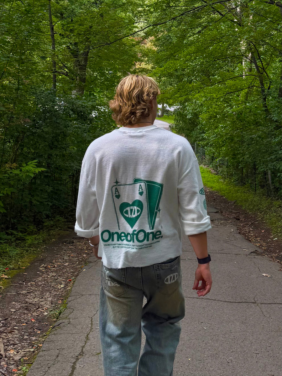 Green Ace of One Waffle Knit Long Sleeve