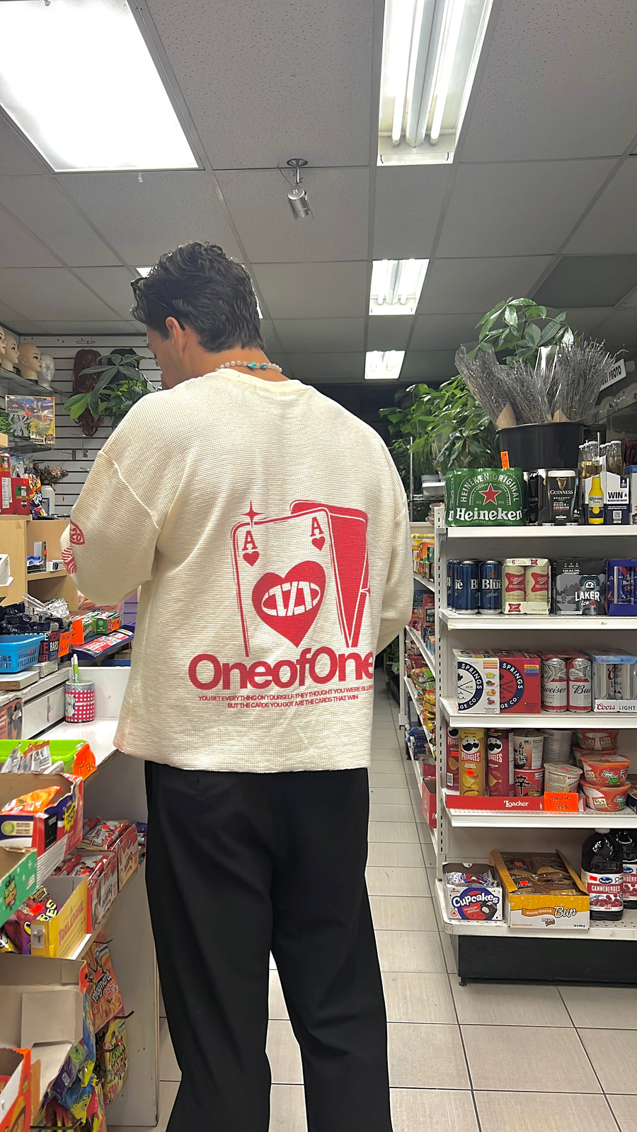 Red Ace of One Waffle Knit Long Sleeve