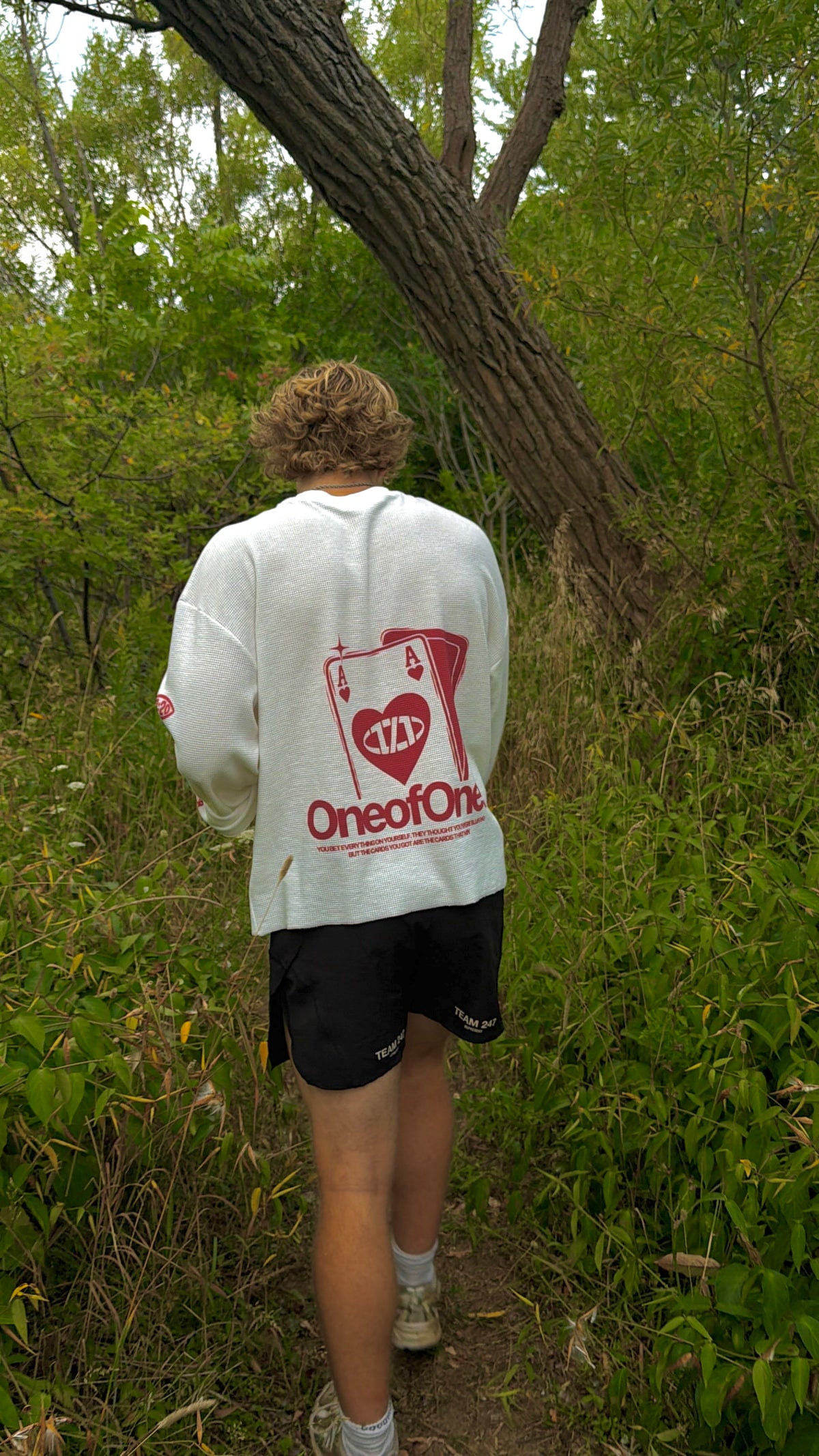 Red Ace of One Waffle Knit Long Sleeve