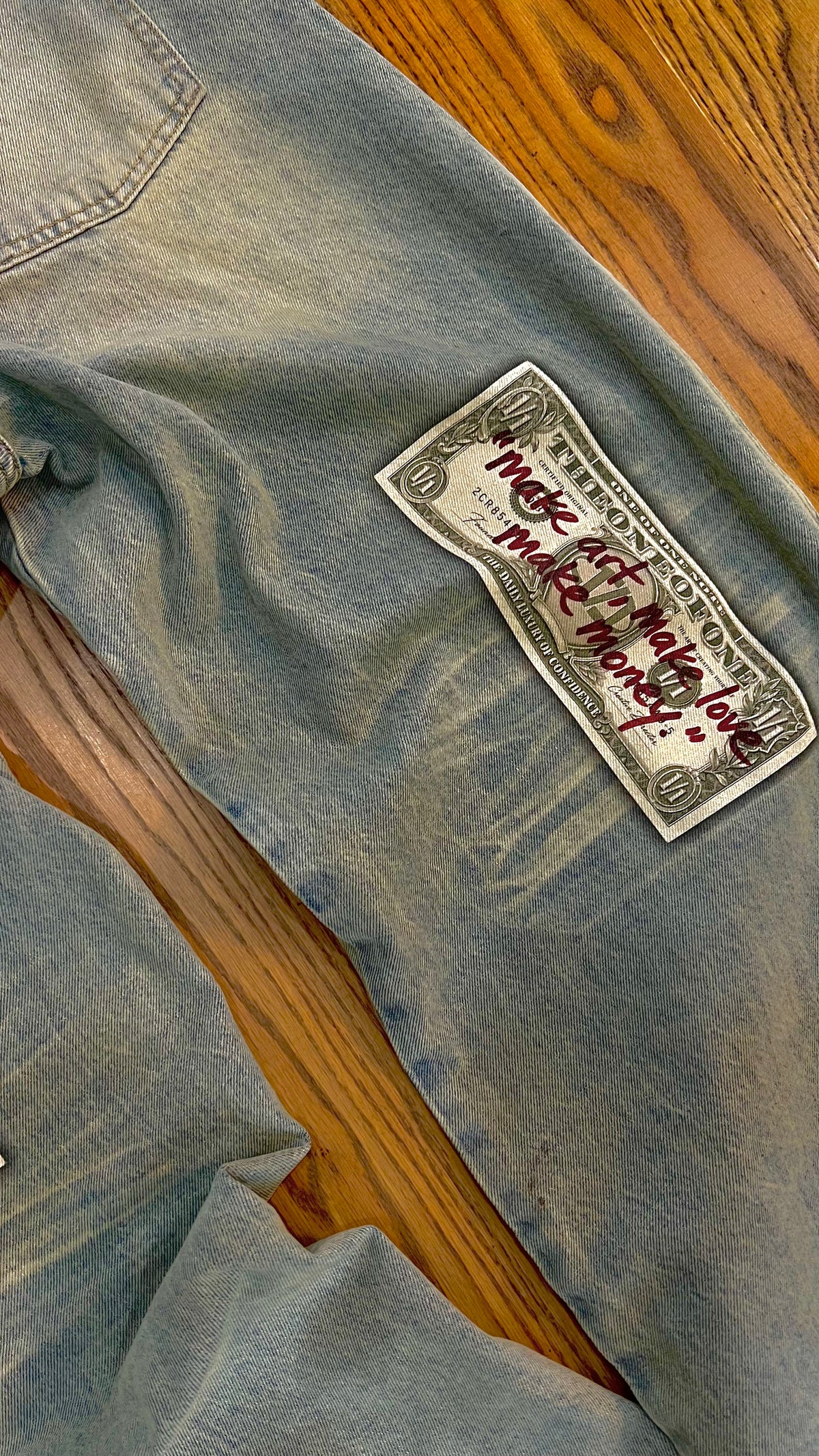 Luxury Denim Make Art Make Love Make Money Baggy Jeans
