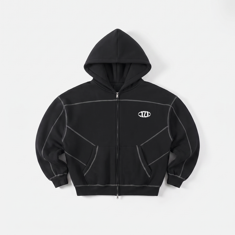 Jacket Hoodie Zip Up 1AM Black