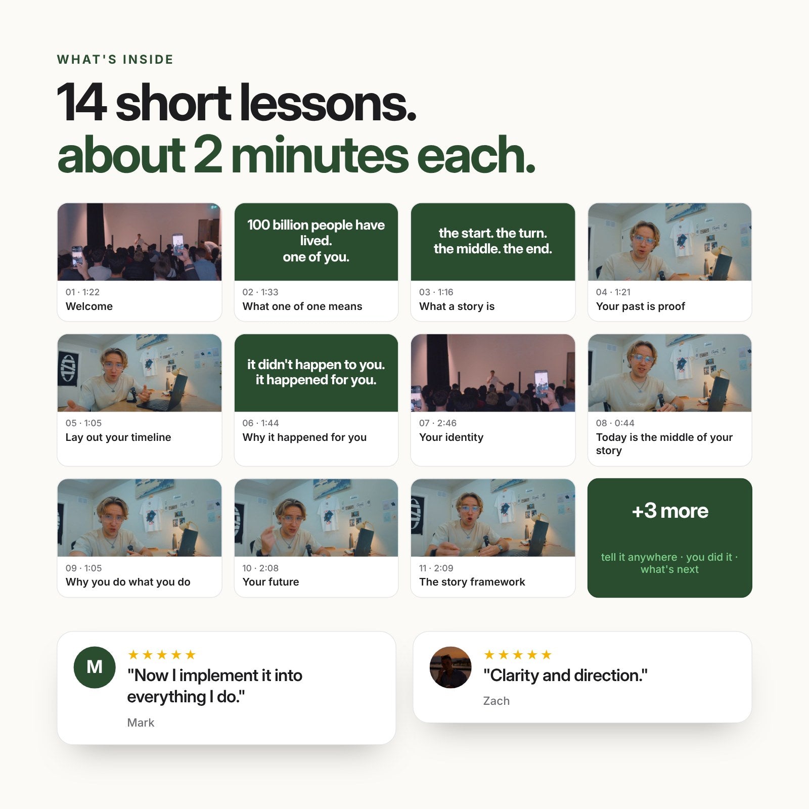 The 14 lessons inside