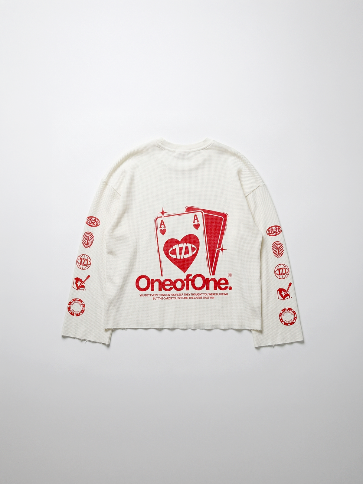 Red Ace of One Waffle Knit Long Sleeve