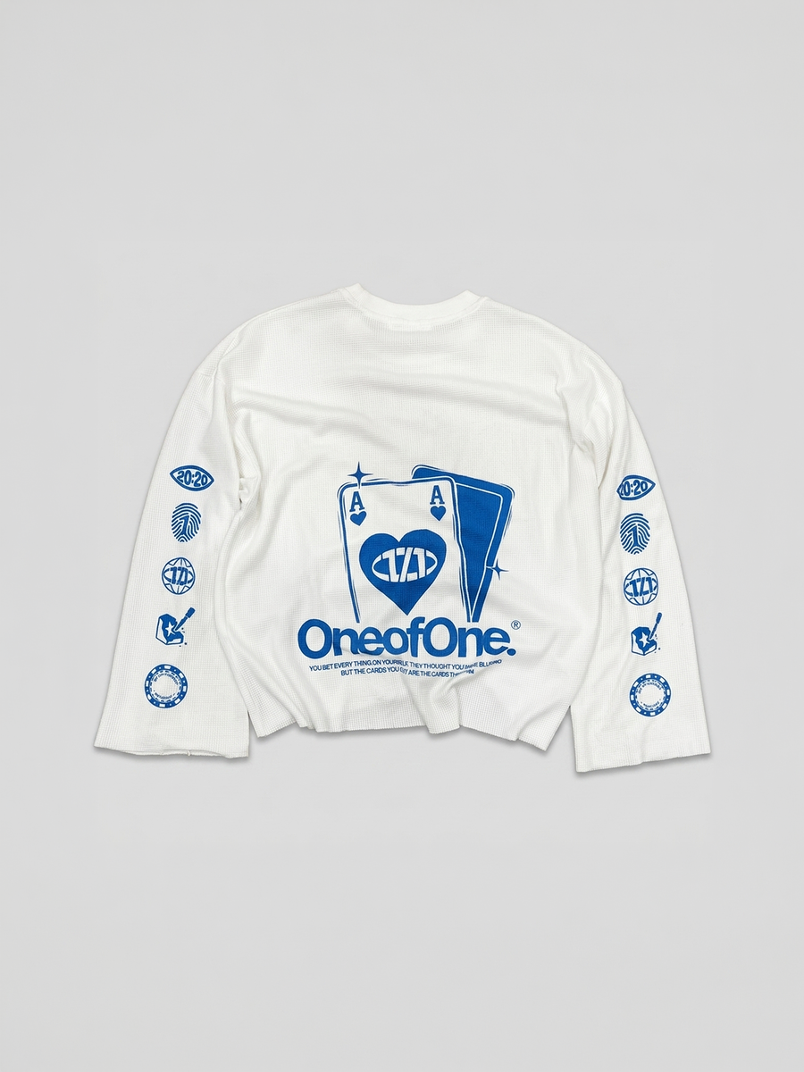 Blue Ace of One Waffle Knit Long Sleeve