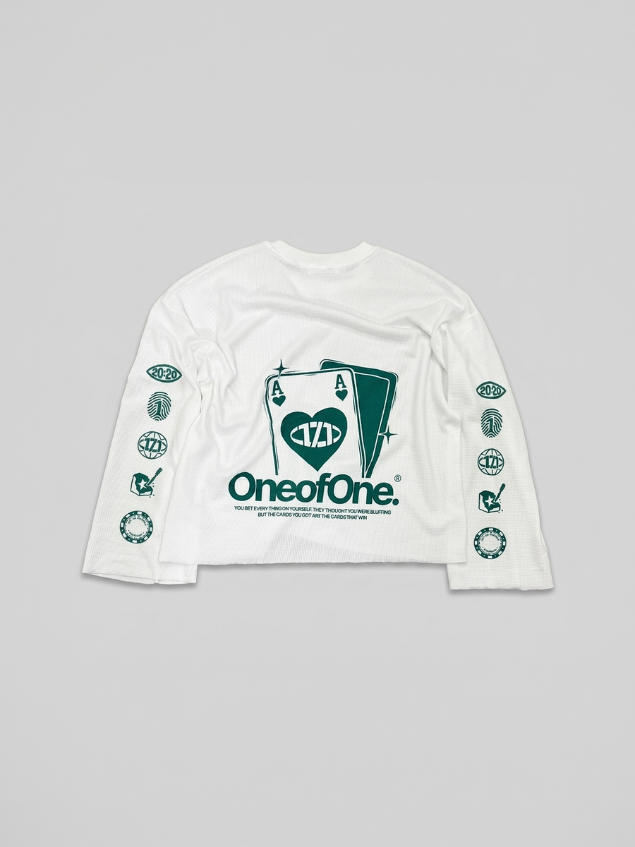 Green Ace of One Waffle Knit Long Sleeve